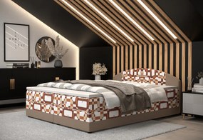 Kárpitozott boxspring ágy ORAN - lila/rózsaszín / 160x200