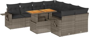 vidaXL 9 részes szürke polyrattan kerti ülőgarnitúra párnákkal