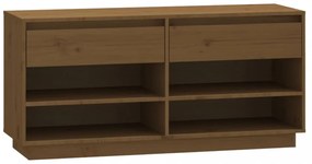 mézbarna tömör fenyőfa cipőszekrény 110 x 34 x 52 cm