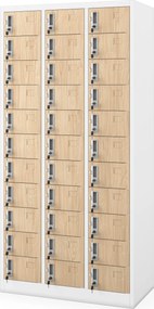 33 rekeszes irattároló szekrény, fehér/sonoma tölgy, 900x1850x450 mm: OLIVER Eco Design