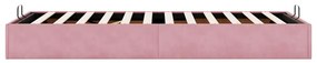Ottomán ágykeret matrac nélkül rózsaszín 80x200 cm bársony