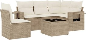 vidaXL 6 részes bézs polyrattan kerti ülőgarnitúra párnával