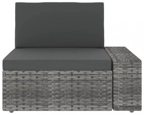14 részes szürke polyrattan kerti ülőgarnitúra párnákkal
