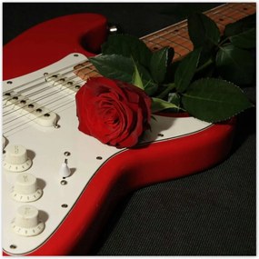 Poszterek 100x100 Elektromos gitár rózsával