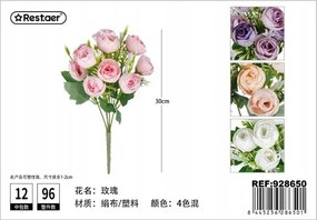 Műrózsa csokor, virág dekoráció 30 cm