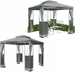 Kerti Party Pavilon Szúnyoghálóval 2,5x2,5x2,7 m Szürke