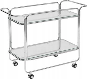 Tálalókocsi Hornwell üveg konyhai tálcák ezüst két fogantyú