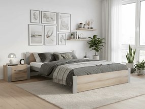 Ágy IKAROS 180 x 200 cm, sonoma tölgy/szürke Ágyrács: Léces ágyrács, Matrac: Deluxe 10 cm matrac