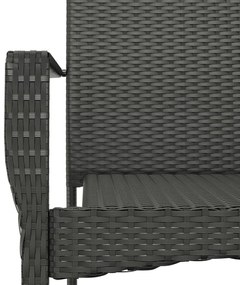 9 részes fekete polyrattan kerti étkezőgarnitúra párnákkal