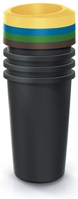Szeméttároló készlet válogatott hulladékhoz, kerek, 4 x 25 l, színes