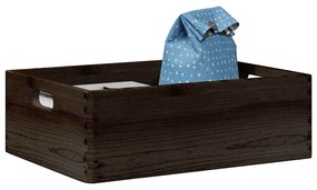 Fa doboz fogantyúkkal fekete 40x30x13 cm tömör fa fenyő