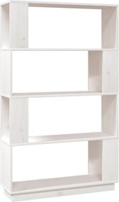 vidaXL fehér tömör fenyőfa könyvszekrény/térelválasztó 80x25x132 cm