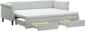 vidaXL világosszürke kihúzható bársony heverő fiókkal 80 x 200 cm