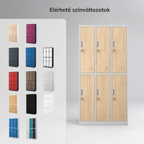 Szürke / Sonoma tölgy színű, 6 ajtós Eco Design IGOR BHP öltözőszekrény, 900 x 1850 x 450 mm