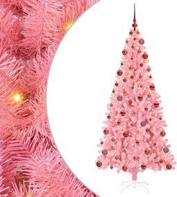 vidaXL Karácsonyfa 300 LED-del állvánnyal Rózsaszín 180 cm PVC