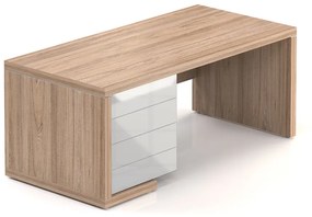 Lineart asztal 180 x 85 cm + bal konténer, világos bodza / fehér