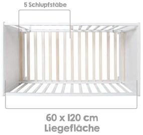 Fehér ágy mellé helyezhető babaágy 60x120 cm Hamburg – Roba
