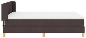 Boxrugós ágy matracmal Sötétbarna és fehér 160 x 200 cm szövet