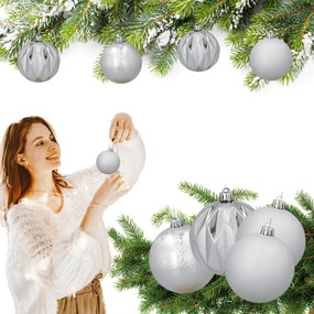 ezüst színű műanyag karácsonyfadísz gömbök Szett, elegáns megjelenés az ünnepi asztalra