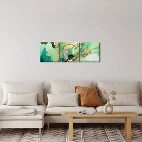 Kép - Zöld absztrakció (órával) (90x30 cm)