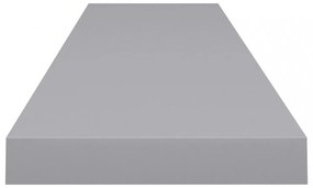 2 db szürke MDF lebegő fali polc 120 x 23,5 x 3,8 cm