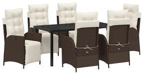 vidaXL Kert étkező szett párnával 7 pcs Barna polirattan