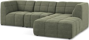 Zöld buklé sarokkanapé (jobb oldali-heverő résszel) Aloha – Makamii