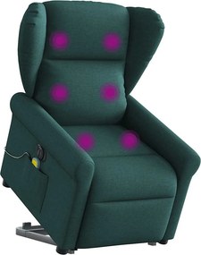 vidaXL sötétzöld szövet dönthető elektromos álló masszázsfotel