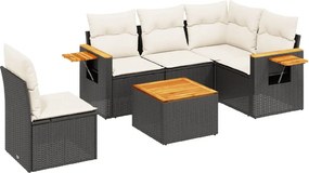 vidaXL 6 részes fekete polyrattan kerti ülőgarnitúra párnákkal