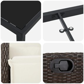 7 db-os Kerti Étkező Szett Barna Poly Rattan