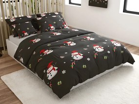 WHITE SNOWMAN fekete mikroszálas ágyneműhuzat Ágyneműhuzat mérete: 70 x 80 cm | 140 x 200 cm