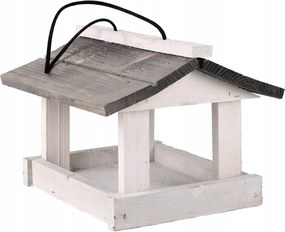 Fehér Fából Készült Madáretető 23x22x18 cm