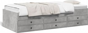 vidaXL betonszürke kanapéágy fiókkal matrac nélkül 75x190 cm