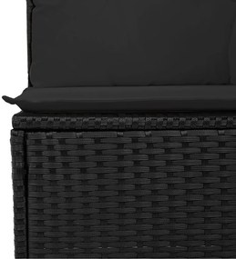 12 részes kerti kanapé szett párnákkal fekete poli rattan akáccal, 3 részes kerti étkező szett párnákkal fekete poli rattan akáccal