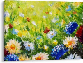 Virágzó rét képe, olajfestmény (70x50 cm)