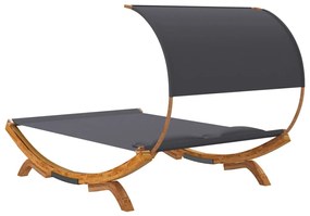 Kültéri antracit baldachinos hajlított fa nyugágy 165x203x126cm