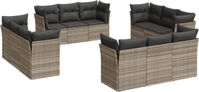vidaXL 12 részes világosszürke polyrattan kerti ülőgarnitúra párnával