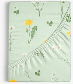 Goldea pamut körgumis lepedő - mező, zöld melanzs alapon 80 x 160 cm