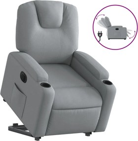 vidaXL elektromos felállást segítő világosszürke szövet dönthető fotel