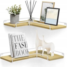 2 x L-es sarokpolc fűszer dekorációhoz fa polcok 14 x 42 cm