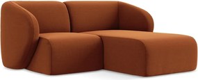 Terrakotta színű bársony sarokkanapé (jobb oldali-heverő résszel) Lani – Makamii
