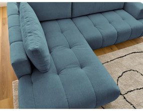 Kék kinyitható-tárolóhelyes sarokkanapé (bal oldali-L alakú) Fuji – Bobochic Paris