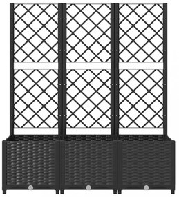 fekete polipropilén rácsos kerti ültetőláda 120 x 40 x 136 cm