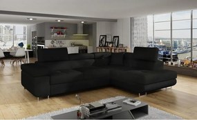 Fekete kinyitható-tárolóhelyes sarokkanapé (jobb oldali-L alakú) Anton – ELTAP