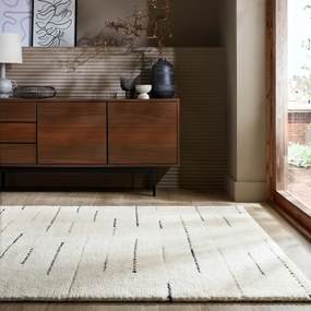 Krémszínű kézi szövésű gyapjú szőnyeg 120x170 cm Dottie Linear – Flair Rugs