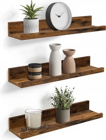 Lebegő Fali Polcok 3 Db Ipari Stílus Rusztikus Loft 38 x 10 cm