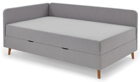 Világosszürke kárpitozott egyszemélyes ágy tárolóhellyel 90x200 cm Cabana – Meise Möbel