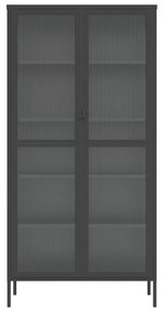 fekete üveg és acél magasszekrény 85 x 40 x 180 cm