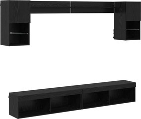 vidaXL TV Fali Egységek LED-del leddel 6 pcs Fekete tölgy Faanyag