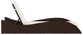 Barna polyrattan napozóágy párnával 60x205x73 cm